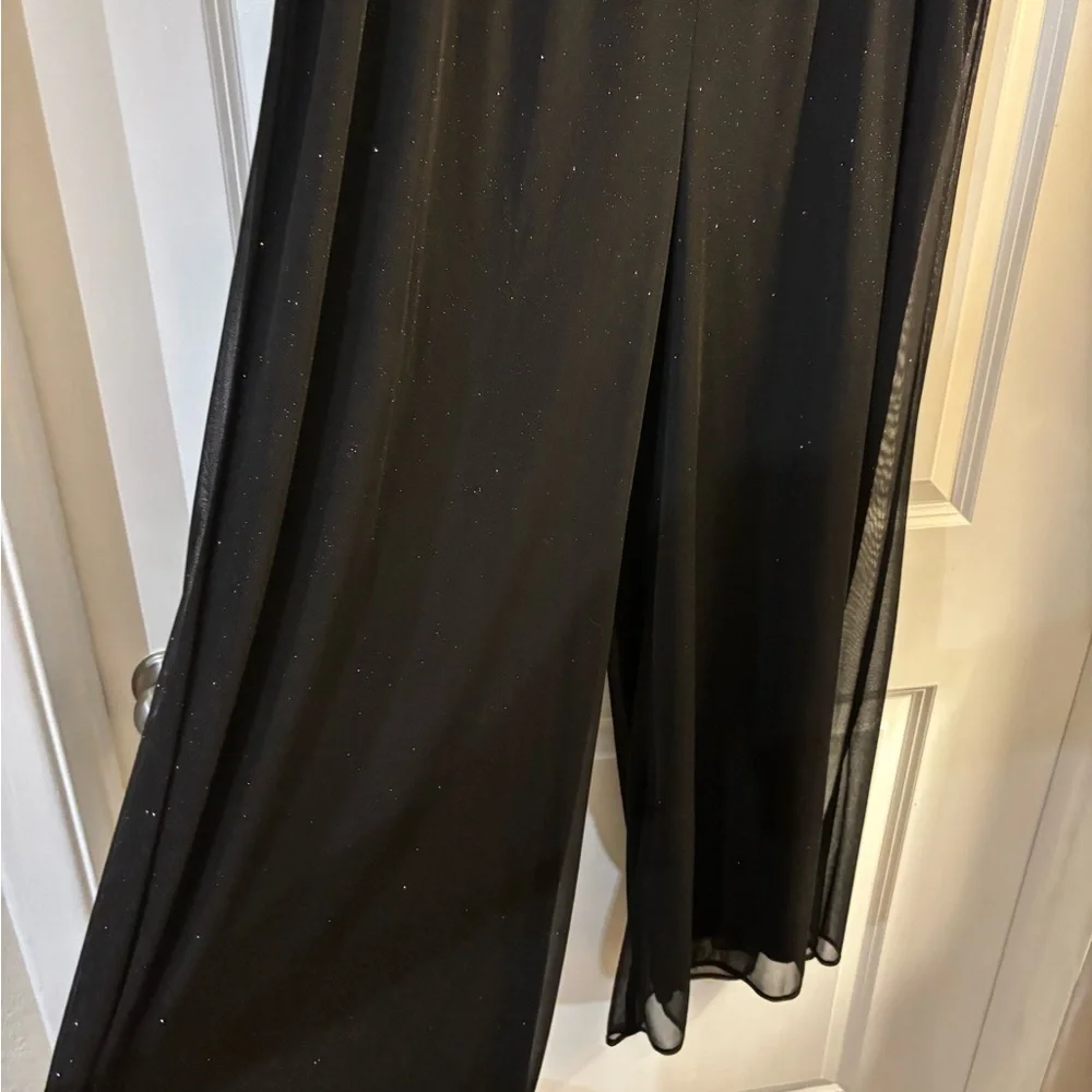 Dress Barn Black Shimmer Flowing Wide-Leg Palazzo Pants Sz 18/20